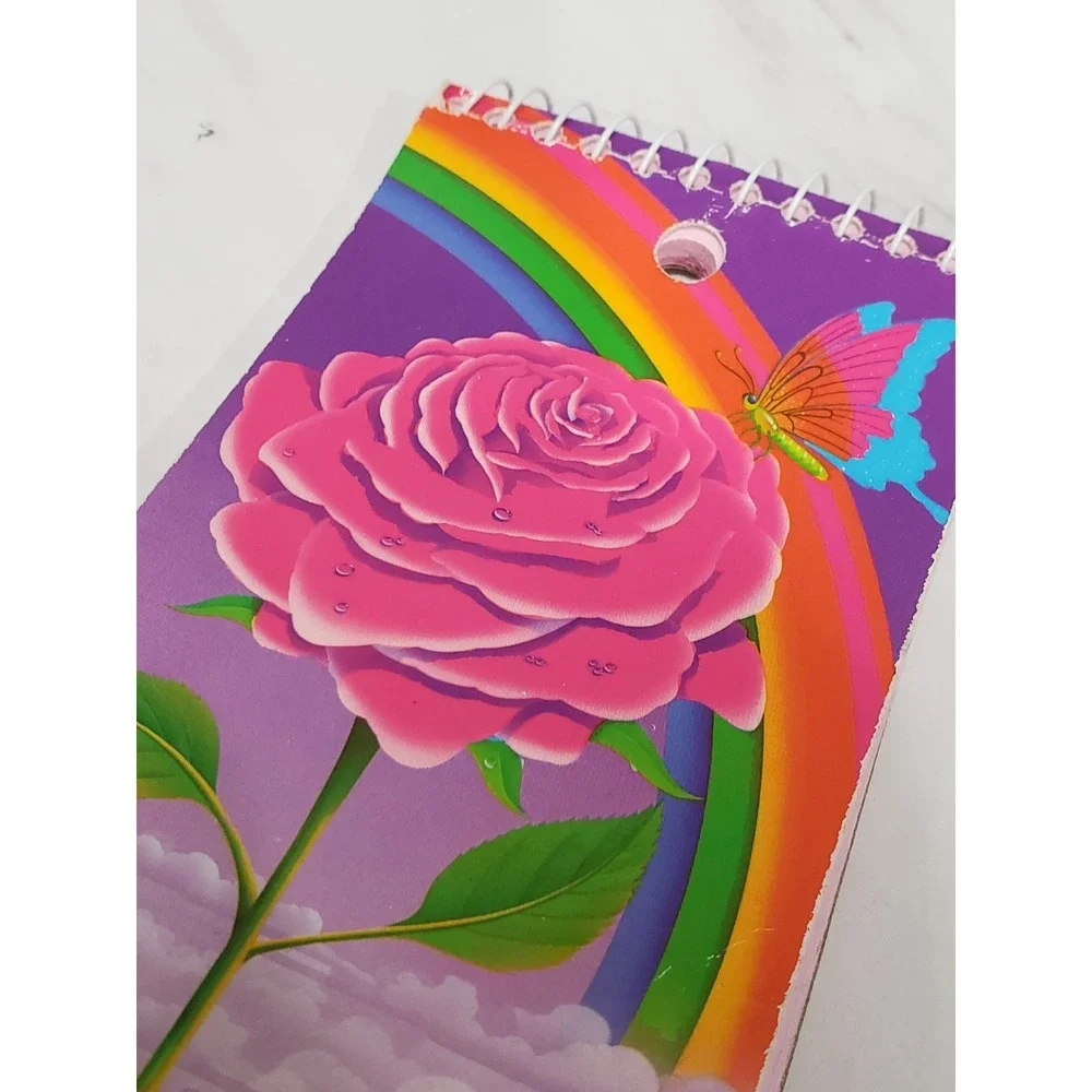 90s Lisa Frank Rose Rainbow Butterfly Memo Book Notepad 493 3x5 Vintage Pink